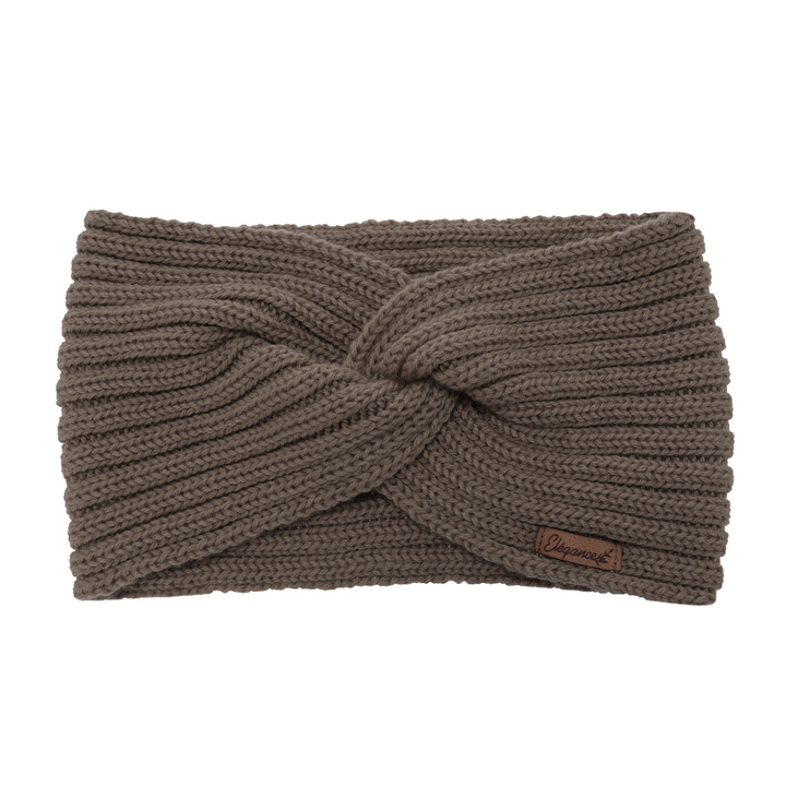 Woman's winter headband, light brown, 100% merino wool, Veka