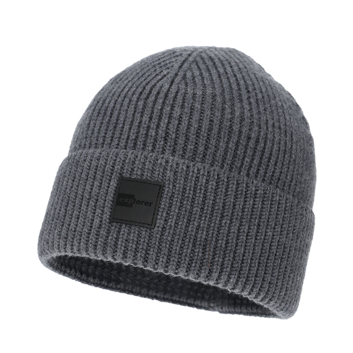 Men's winter hat navy grey 100% merino wool Iron