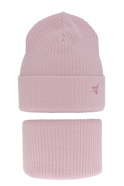 Girl's winter set: hat and tube scarf violet Rosetta