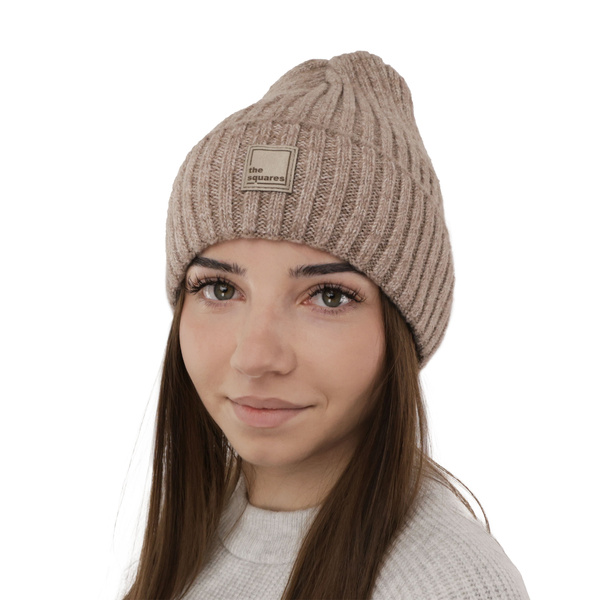 Woman's winter hat beige merino wool Benedetta