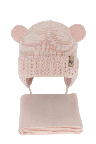 Girl's winter set: hat and scarf in pink Alice