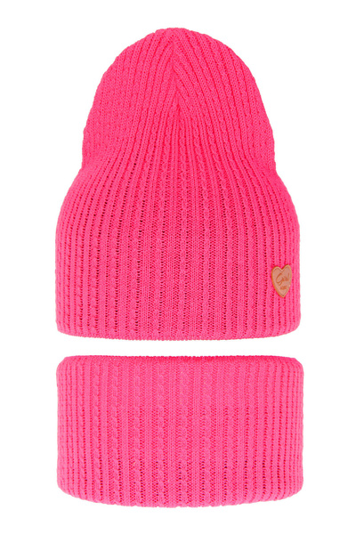 Girl's spring/ autumn set: hat and tube scarf pink Wega