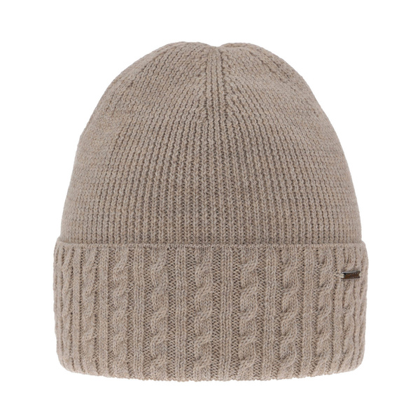 Woman's winter hat beige merino wool Febe