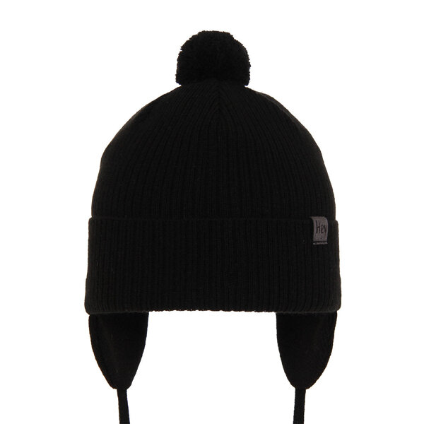 Boy's spring/ autumn hat black Axel with pompom