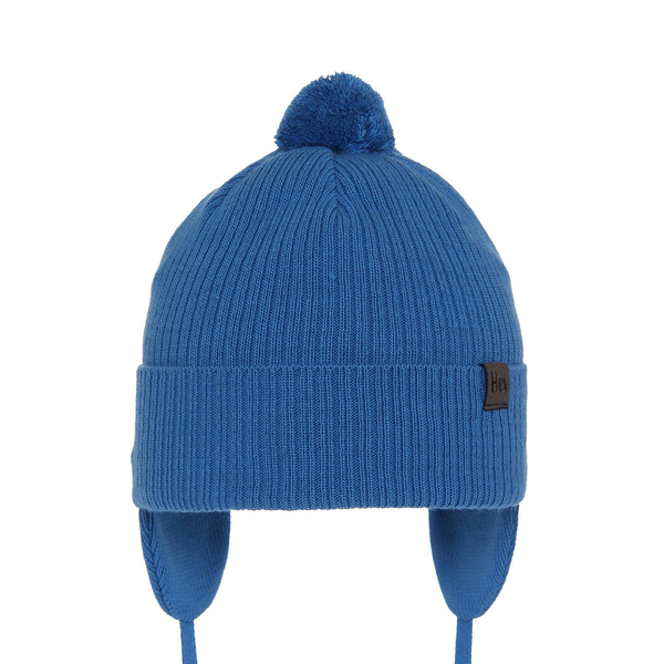 Boy's spring/ autumn hat blue Axel with pompom