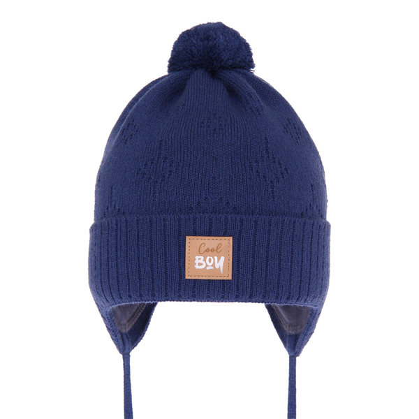 Boy's spring/ autumn hat blue Farel with pompom