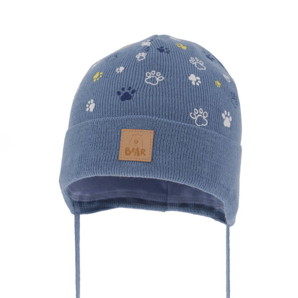 Boy's spring/ autumn hat blue with pompom Folik