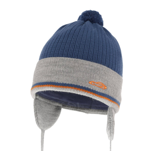 Boy's spring/ autumn hat blue with pompom Jacob