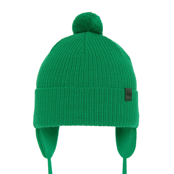 Boy's spring/ autumn hat green Axel with pompom