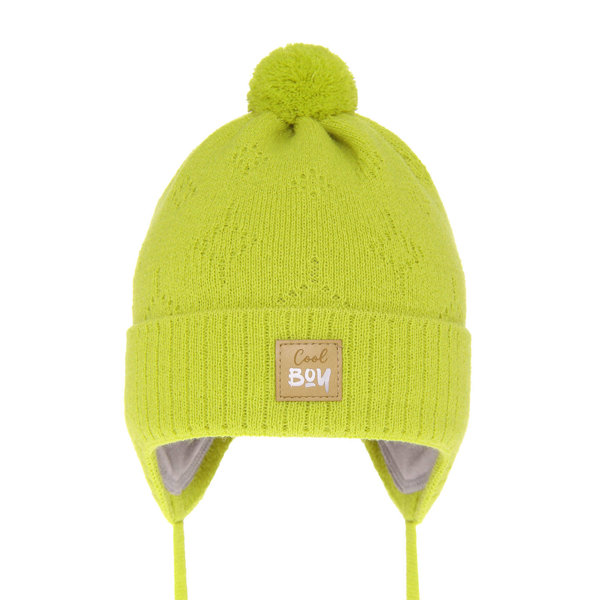 Boy's spring/ autumn hat green Farel with pompom