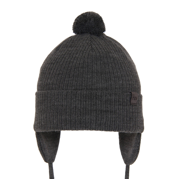 Boy's spring/ autumn hat grey Axel with pompom