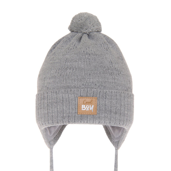 Boy's spring/ autumn hat grey Farel with pompom