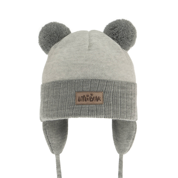 Boy's spring/ autumn hat grey Gigant with two pompom