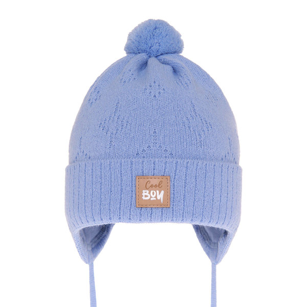 Boy's spring/ autumn hat light blue Farel with pompom