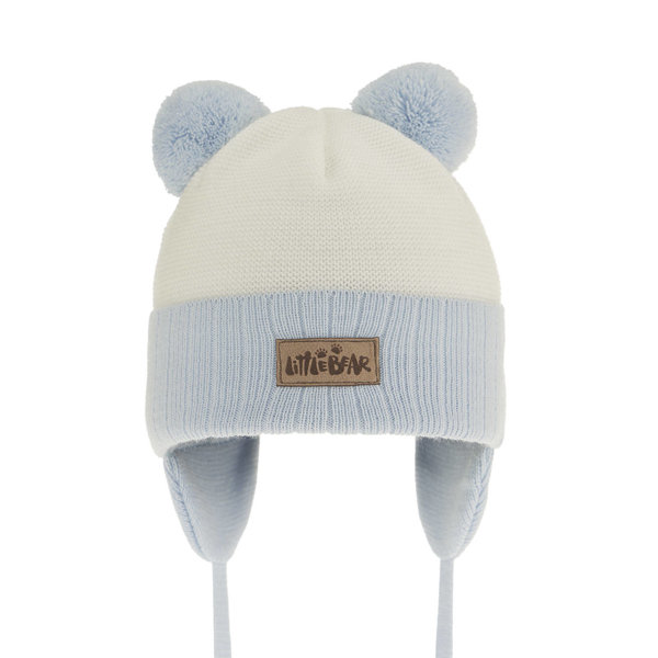 Boy's spring/ autumn hat light blue Gigant with two pompom