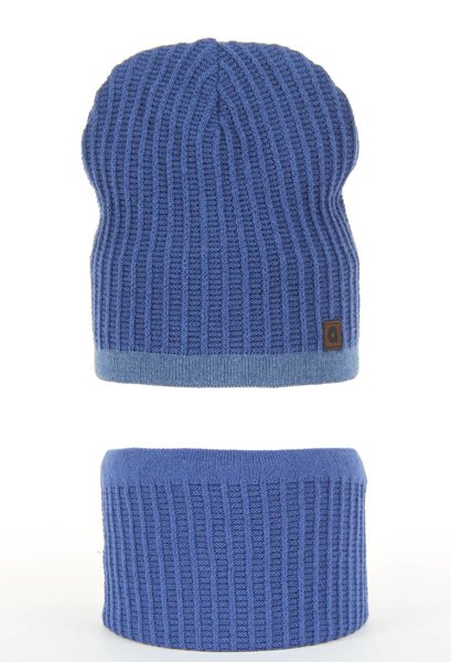 Boy's spring/ autumn set: hat and tube scarf blue Foger