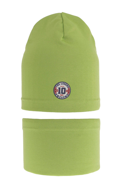 Boy's spring/ autumn set: hat and tube scarf green Bingo