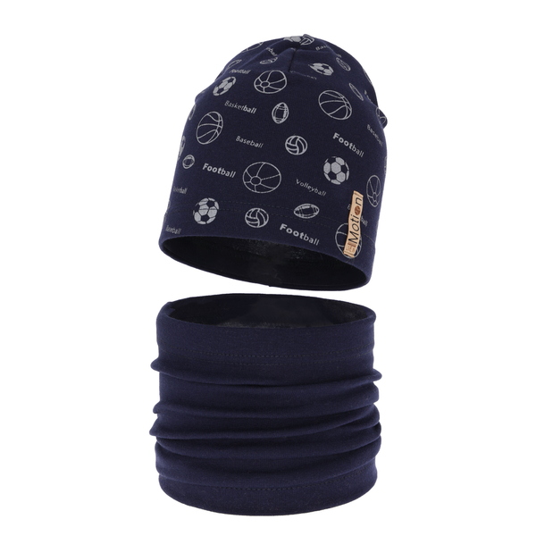 Boy's spring/ autumn set: hat and tube scarf navy blue Paolo