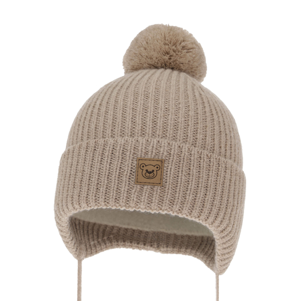 Boy's winter hat brown 100% extra fine merino wool, lined with wool fleece Tacco