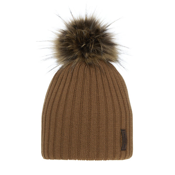 Boy's winter hat brown Amur with pompom