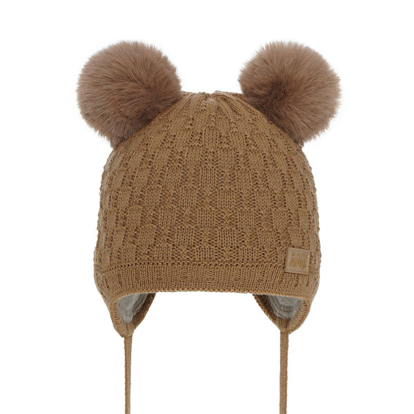 Boy's winter hat camel Enzo with two pompom