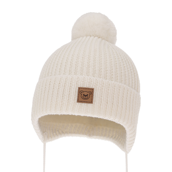 Boy's winter hat ecru 100% extra fine merino wool, lined with wool fleece Tacco