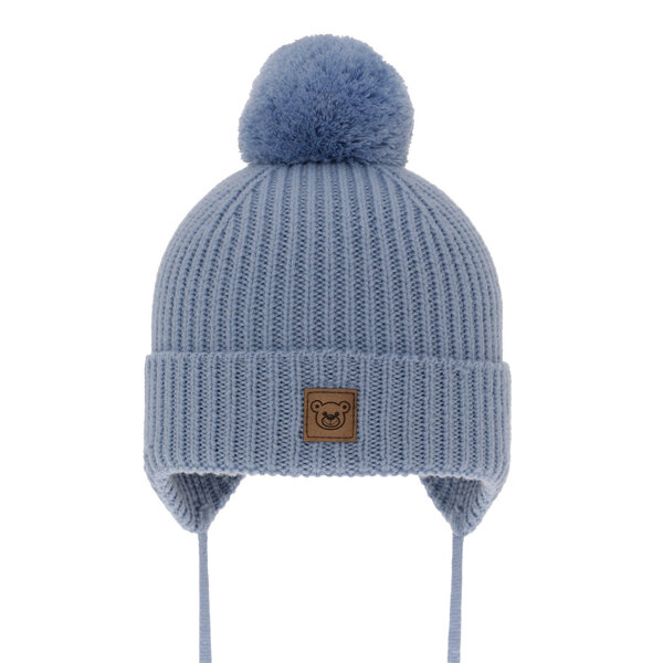 Boy's winter hat light blue 100% extra fine merino wool Tofik