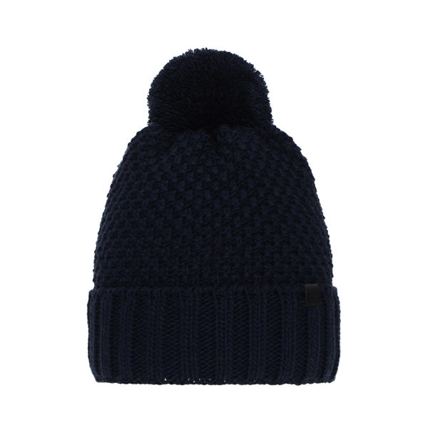 Boy's winter hat navy blue Polins with pompom