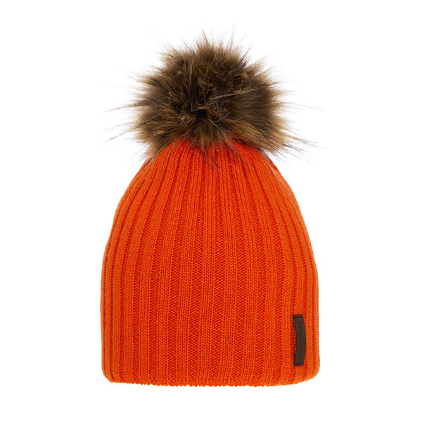 Boy's winter hat orange Amur with pompom