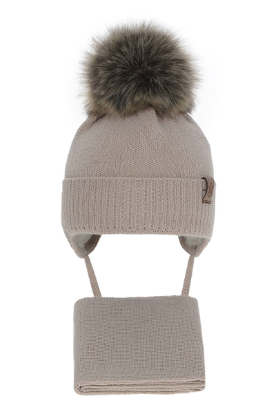 Boy's winter set: beige merino wool hat and scarf Rafael