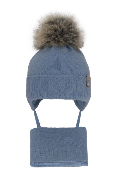 Boy's winter set: blue merino wool hat and scarf Rafael