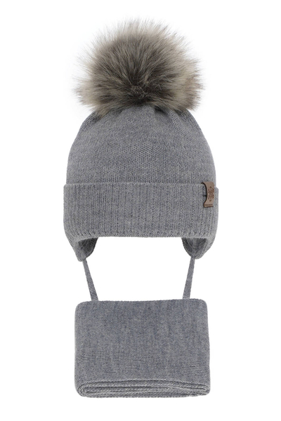 Boy's winter set: grey merino wool hat and scarf Rafael