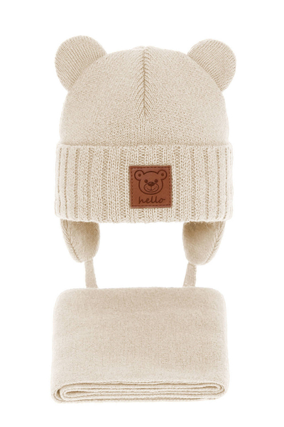 Boy's winter set: hat and scarf beige Petit