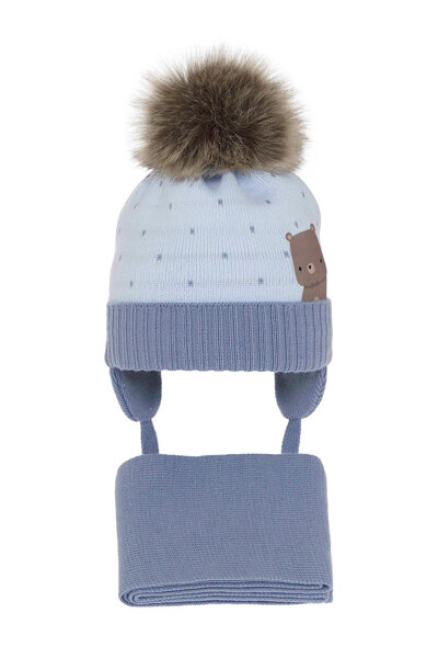 Boy's winter set: hat and scarf blue Kori