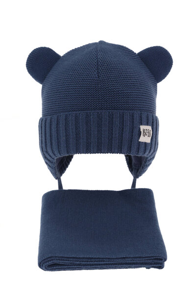 Boy's winter set: hat and scarf blue Luciano