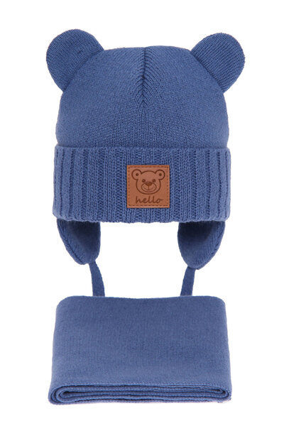 Boy's winter set: hat and scarf blue Petit