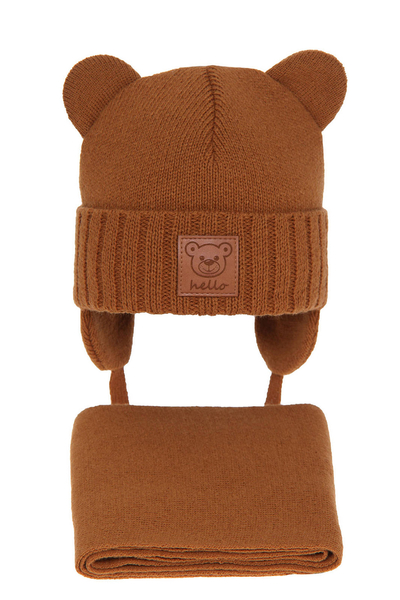 Boy's winter set: hat and scarf brown Petit