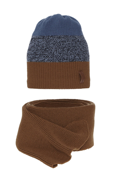 Boy's winter set: hat and scarf brown Sonik