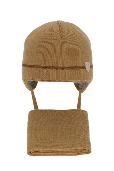 Boy's winter set: hat and scarf camel Musso