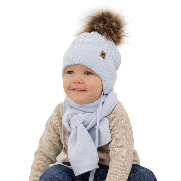 Boy's winter set: hat and scarf light blue Salem