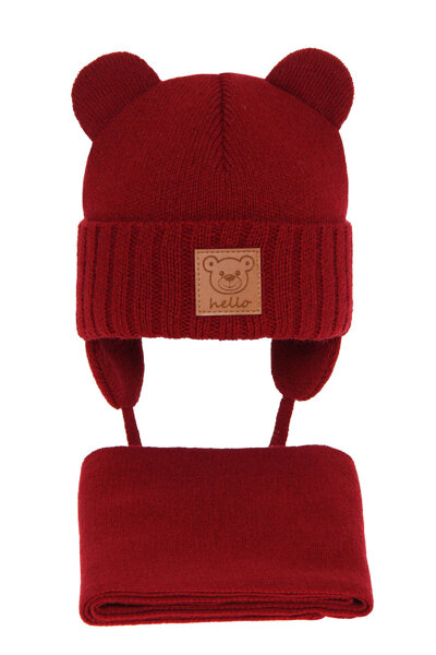 Boy's winter set: hat and scarf red Petit