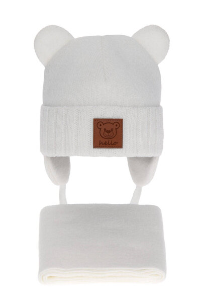 Boy's winter set: hat and scarf white Petit