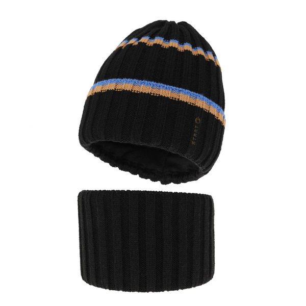 Boy's winter set: hat and tube scarf black Bastien