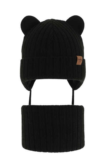 Boy's winter set: hat and tube scarf black Ferven