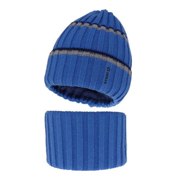 Boy's winter set: hat and tube scarf blue Bastien