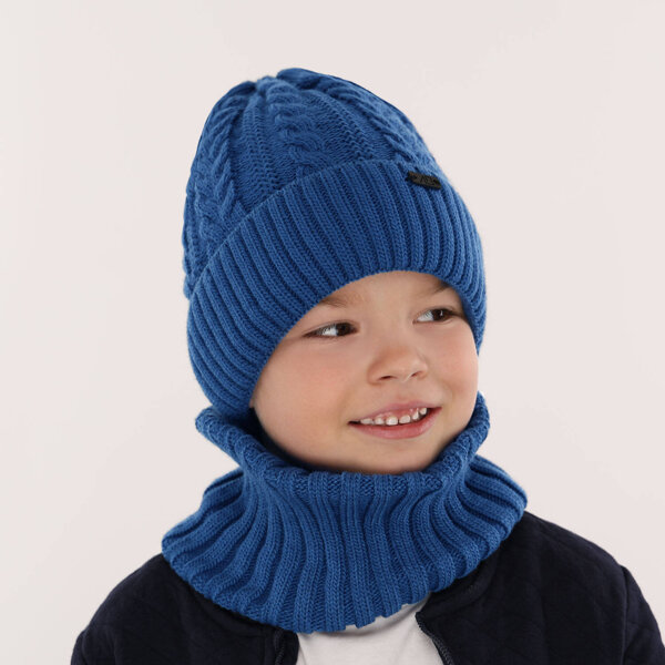 Boy's winter set: hat and tube scarf blue Colins