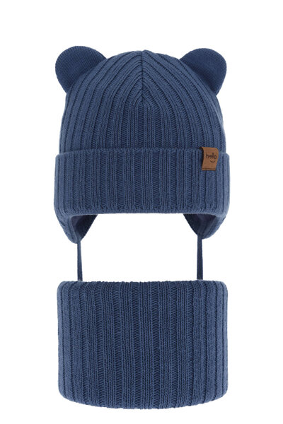 Boy's winter set: hat and tube scarf blue Ferven