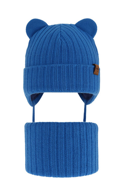 Boy's winter set: hat and tube scarf blue Ferven