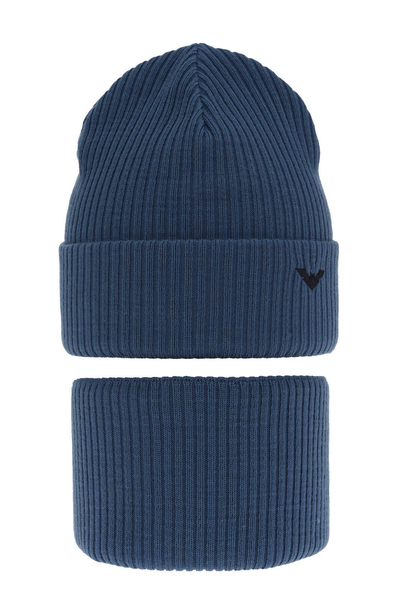 Boy's winter set: hat and tube scarf blue Romeo