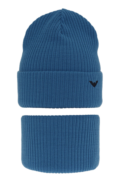 Boy's winter set: hat and tube scarf blue Romeo